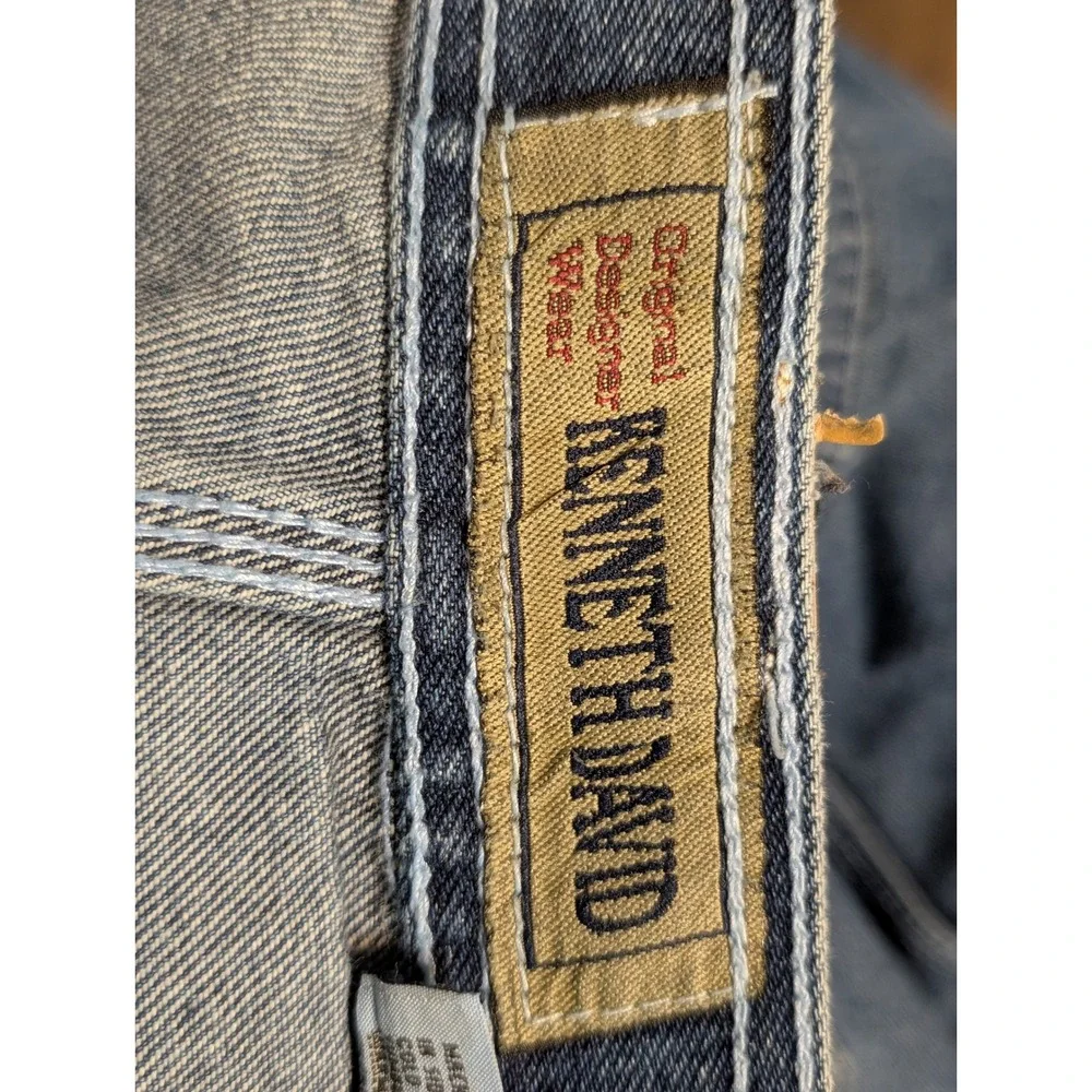 Kenneth David Cargo Street Denim Jeans Mens 34x32 Blue Baggy Wide Leg‎ Y2K Skate